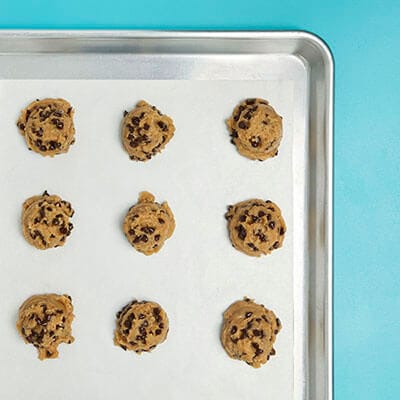 Step 3 Cookie dough scooped out on cookie sheet