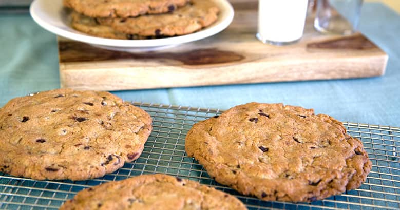 Giant cookies on cooling rack